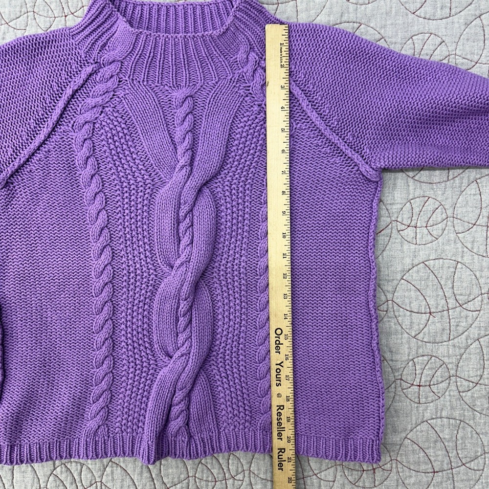 J. Jill Sweater Purple Cable Knit Mock Neck / Womens Small - Picture 8 of 8